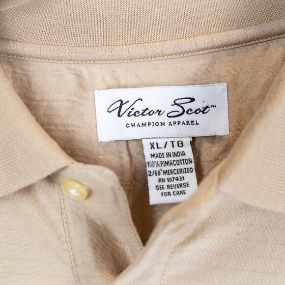 Victor Scot Tan Long-sleeve Mens Collared Golf Polo, XL - Picture 2 of 5